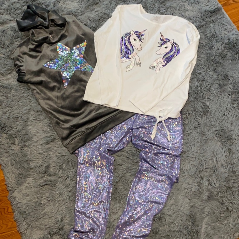 3 piece 🦄 leggings set size 14 girls